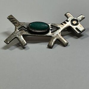 Vintage Sterling Silver Deer 🦌 Pin / Brooch W/ Turquoise Stone. 1.25” long